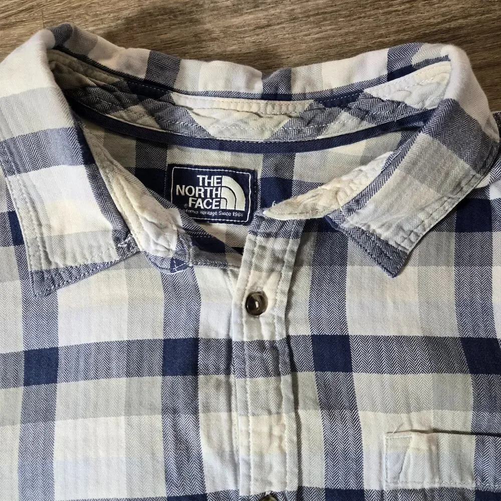 The North Face Flannel Shirt Mens XXL Plaid Cotton Button Down Heavyweight